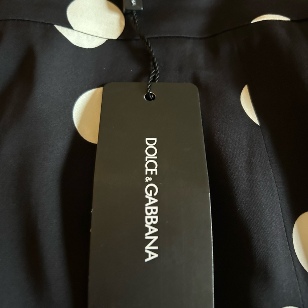 Dolce & Gabbana Black and White Polka Dot Silk Midi Skirt size S, NWT - Picture 4 of 7